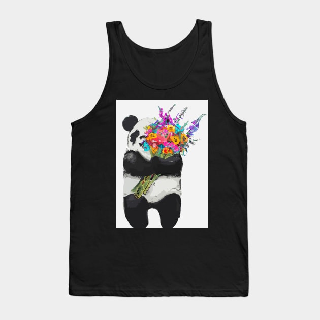 Panda with Bouquet Tank Top by maxcode